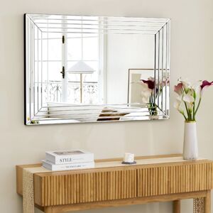 SHYFOY Miroir mural rectangulaire avec cadre miroir aux motifs de lignes parallèles, style moderne élégant pour la décoration intérieure SHYFOY Miroir mural rectangulaire avec cadre miroir aux motifs de lignes parallèles, style moderne élégant pour la décoration intérieure