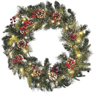 BELIANI Christmas Wreath LED PAIMIO Green 60 cm BELIANI Christmas Wreath LED PAIMIO Green 60 cm