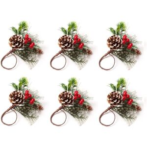 TLILY Napkin Rings Set of 6 Pine Needle Berries Christmas Thanksgiving Holiday Rustic Farmhouse Holders TLILY Napkin Rings Set of 6 Pine Needle Berries Christmas Thanksgiving Holiday Rustic Farmhouse Holders