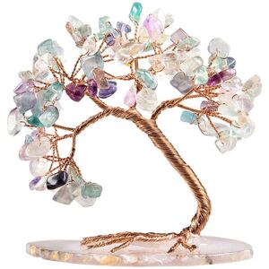 TLILY Natural Seven Chakra Crystal Gravels Crystal Money Tree with Agate Base Healing Stone Lucky Tree Home Decoration C TLILY Natural Seven Chakra Crystal Gravels Crystal Money Tree with Agate Base Healing Stone Lucky Tree Home Decoration C