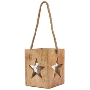 Natural Wooden Large Star Tealight Candle Holder - Glass - L16 x W16 x H19 cm - Brown Natural Wooden Large Star Tealight Candle Holder - Glass - L16 x W16 x H19 cm - Brown