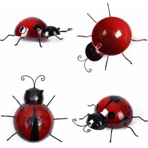 KALISSE Ntcl 4pcs Garden Decoration Ladybug Wall Sculpture Beetle Metal Fence Indoor Decor Balcony Rust Insect Home Decorations 3D Decor Insect Fences Red KALISSE Ntcl 4pcs Garden Decoration Ladybug Wall Sculpture Beetle Metal Fence Indoor Decor Balcony Rust Insect Home Decorations 3D Decor Insect Fences Red