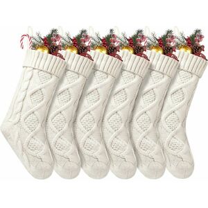 DEWDAT Pack Christmas Stockings, 18 Large Size Cable Knit Christmas Stockings, Gifts and Decorations for Family Holidays, Christmas Party, Ivory White DEWDAT Pack Christmas Stockings, 18 Large Size Cable Knit Christmas Stockings, Gifts and Decorations for Family Holidays, Christmas Party, Ivory White