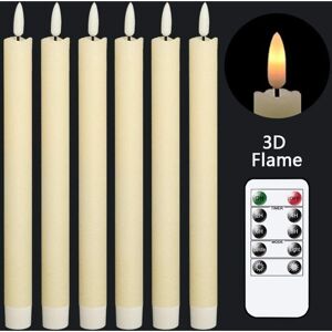 ANPVIZ Pack of 6 battery-operated flickering LED candles with remote control and warm wick. 3D window candles made of real wax for decoration [Energy Class ANPVIZ Pack of 6 battery-operated flickering LED candles with remote control and warm wick. 3D window candles made of real wax for decoration [Energy Class
