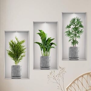 Linghhang - 3 Pieces 3D Vase Wall Stickers Plant Stickers Living Room Wall Decoration Suitable for Decorating Bedrooms Dining Rooms Hotels and Linghhang - 3 Pieces 3D Vase Wall Stickers Plant Stickers Living Room Wall Decoration Suitable for Decorating Bedrooms Dining Rooms Hotels and
