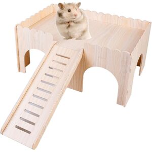 GROOFOO Pour cochon d'Inde avec rampe 4 entrées, maison pour cochon d'Inde en bois, accessoire pour cochon d'Inde, maison pour lapin, rongeurs, hamster, GROOFOO Pour cochon d'Inde avec rampe 4 entrées, maison pour cochon d'Inde en bois, accessoire pour cochon d'Inde, maison pour lapin, rongeurs, hamster,