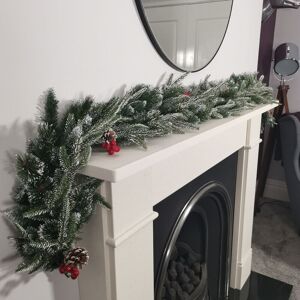 SAMUEL ALEXANDER Premier 180cm (6ft) Festive New Jersey Christmas Garland PVC Tips With Berries And Cone SAMUEL ALEXANDER Premier 180cm (6ft) Festive New Jersey Christmas Garland PVC Tips With Berries And Cone