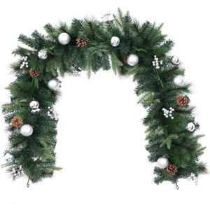 PREMIER DECORATIONS Premier 1.8m (6ft) Silver Bauble & Pine Cone Artificial Christmas Garland (SST2106S-180) PREMIER DECORATIONS Premier 1.8m (6ft) Silver Bauble & Pine Cone Artificial Christmas Garland (SST2106S-180)