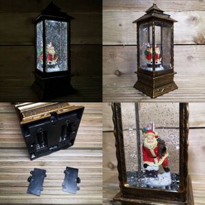 Premier Decorations - 27cm Christmas Dual Powered Water Spinner Antique Effect Lantern with Santa Scene Premier Decorations - 27cm Christmas Dual Powered Water Spinner Antique Effect Lantern with Santa Scene
