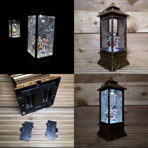 Samuel Alexander - 27cm Christmas Dual Powered Water Spinner Antique Effect Lantern with Snowman Scene Samuel Alexander - 27cm Christmas Dual Powered Water Spinner Antique Effect Lantern with Snowman Scene