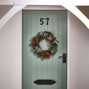 SAMUEL ALEXANDER Premier 40cm Christmas Red Dressed Festive Wreath With Baubles Bows And Pinecones SAMUEL ALEXANDER Premier 40cm Christmas Red Dressed Festive Wreath With Baubles Bows And Pinecones