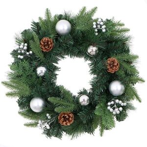 PREMIER DECORATIONS Premier 40cm Silver Bauble & Pine Cone Artificial Christmas Wreath (SSQ1038S-40) PREMIER DECORATIONS Premier 40cm Silver Bauble & Pine Cone Artificial Christmas Wreath (SSQ1038S-40)