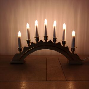 Premier Decorations - 45cm Premier Christmas Candlebridge with 7 Bulbs in Light Wood Mains Powered Premier Decorations - 45cm Premier Christmas Candlebridge with 7 Bulbs in Light Wood Mains Powered