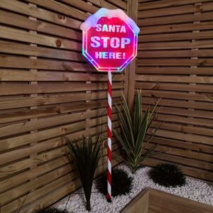 PREMIER DECORATIONS Premier Christmas Light up Santa Stop Here Garden Patio Sign 110cm PREMIER DECORATIONS Premier Christmas Light up Santa Stop Here Garden Patio Sign 110cm