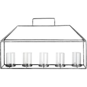 Premier Housewares - Candle Holder with Silver Finish Glass Holders / Candle Tray Made From Strong Iron / 5 Candles Capacity Used For Hallways / Premier Housewares - Candle Holder with Silver Finish Glass Holders / Candle Tray Made From Strong Iron / 5 Candles Capacity Used For Hallways /