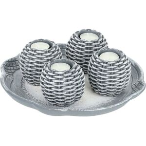 Relaxdays - Candle Tray, Candle Set with 4 Tea Light Holders & Sand, for Living & Dining Room, Candleholder, Grey/White Relaxdays - Candle Tray, Candle Set with 4 Tea Light Holders & Sand, for Living & Dining Room, Candleholder, Grey/White
