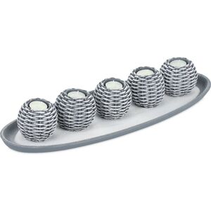 Relaxdays - Candle Tray, Candle Set with 5 Tea Light Holders & Sand, for Living & Dining Room, Candleholder, Grey/White Relaxdays - Candle Tray, Candle Set with 5 Tea Light Holders & Sand, for Living & Dining Room, Candleholder, Grey/White