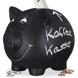Relaxdays - 2x Chalkboard Piggy Bank, Ceramic, Wedding, Birthday, Money Savings Animal, HxWxD: 14 x 17 x 13 cm, Black Relaxdays - 2x Chalkboard Piggy Bank, Ceramic, Wedding, Birthday, Money Savings Animal, HxWxD: 14 x 17 x 13 cm, Black
