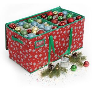 Relaxdays Christmas bauble storage box, holds 128 baubles, HxWxD: 33 x 66 x 33 cm, snowflakes, cardboard, red/green Relaxdays Christmas bauble storage box, holds 128 baubles, HxWxD: 33 x 66 x 33 cm, snowflakes, cardboard, red/green