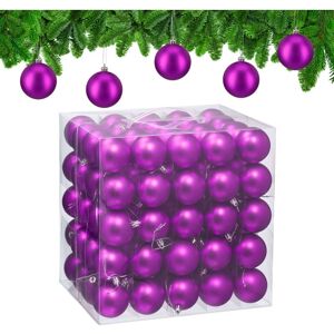 Relaxdays - Christmas Baubles, Set of 100, Festive Tree Ornaments, d: 6 cm, Holiday Decorations, Plastic, Matte, Violet Relaxdays - Christmas Baubles, Set of 100, Festive Tree Ornaments, d: 6 cm, Holiday Decorations, Plastic, Matte, Violet