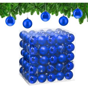 Relaxdays Christmas Baubles, Set of 100, Festive Tree Ornaments, D: 6 cm, Holiday Decorations, Shiny & Matte, Blue Relaxdays Christmas Baubles, Set of 100, Festive Tree Ornaments, D: 6 cm, Holiday Decorations, Shiny & Matte, Blue