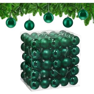 Relaxdays Christmas Baubles, Set of 100, Festive Tree Ornaments, D: 6 cm, Holiday Decorations, Shiny & Matte, Dark Green Relaxdays Christmas Baubles, Set of 100, Festive Tree Ornaments, D: 6 cm, Holiday Decorations, Shiny & Matte, Dark Green