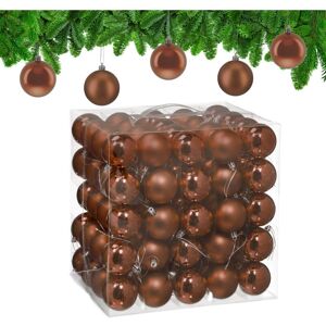 Relaxdays Christmas Baubles, Set of 100, Festive Tree Ornaments, D: 6 cm, Holiday Decorations, Shiny & Matte, Brown Relaxdays Christmas Baubles, Set of 100, Festive Tree Ornaments, D: 6 cm, Holiday Decorations, Shiny & Matte, Brown