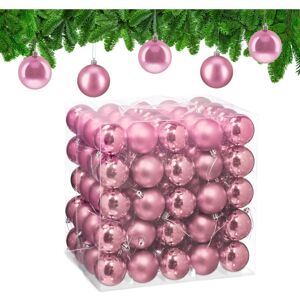 Relaxdays Christmas Baubles, Set of 100, Festive Tree Ornaments, D: 6 cm, Holiday Decorations, Shiny & Matte, Pink Relaxdays Christmas Baubles, Set of 100, Festive Tree Ornaments, D: 6 cm, Holiday Decorations, Shiny & Matte, Pink
