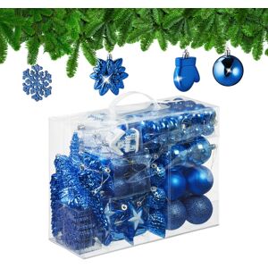 Relaxdays 100x Christmas Ornaments, Baubles, Glittering, Matte & Shiny, Tree Decorations, Plastic, 10 Designs, Blue Relaxdays 100x Christmas Ornaments, Baubles, Glittering, Matte & Shiny, Tree Decorations, Plastic, 10 Designs, Blue