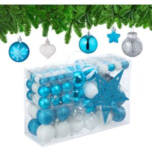 Relaxdays Christmas Ornaments, Set of 101, Glittering, Tree Decorations, Baubles & Stars, Plastic, Traditional, Petrol Relaxdays Christmas Ornaments, Set of 101, Glittering, Tree Decorations, Baubles & Stars, Plastic, Traditional, Petrol