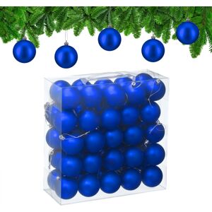 Relaxdays - Christmas Baubles, Set of 50, Tree Ornaments, Holiday Decorations, Plastic, Shatterproof, 6 cm, Matte, Blue Relaxdays - Christmas Baubles, Set of 50, Tree Ornaments, Holiday Decorations, Plastic, Shatterproof, 6 cm, Matte, Blue