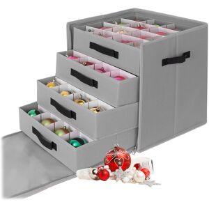 Relaxdays Christmas bauble storage box, 64 baubles, HxWxD: 40 x 36.5 x 36.5 cm, polyester, cardboard, ball box, grey Relaxdays Christmas bauble storage box, 64 baubles, HxWxD: 40 x 36.5 x 36.5 cm, polyester, cardboard, ball box, grey