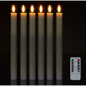 Relaxdays LED Taper Candles, Set of 6, with Remote Control & Timer, Flickering Flame, Real Wax, Flameless, Cream Relaxdays LED Taper Candles, Set of 6, with Remote Control & Timer, Flickering Flame, Real Wax, Flameless, Cream