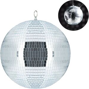 Relaxdays Mirror Ball, Large Ceiling Light, Party Decoration, Disco & New Year’s Eve, Shiny, Reflecting, Ø 30 cm, Silver Relaxdays Mirror Ball, Large Ceiling Light, Party Decoration, Disco & New Year’s Eve, Shiny, Reflecting, Ø 30 cm, Silver