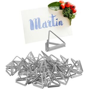 Relaxdays - Place Card Holder, 48x Set, Triangle Shape, Table Stand, Seat Marker, Wedding, Metal, Menu, Number, Silver Relaxdays - Place Card Holder, 48x Set, Triangle Shape, Table Stand, Seat Marker, Wedding, Metal, Menu, Number, Silver