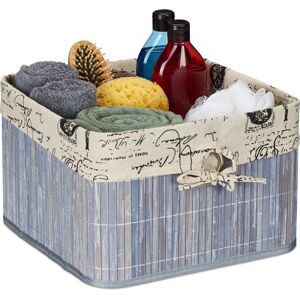 Relaxdays - Set of 3 Storage Baskets, Bamboo & Polyester, 20 x 31 x 31 cm, with Handle Hole, Fabric Lining, Grey/Cream Relaxdays - Set of 3 Storage Baskets, Bamboo & Polyester, 20 x 31 x 31 cm, with Handle Hole, Fabric Lining, Grey/Cream