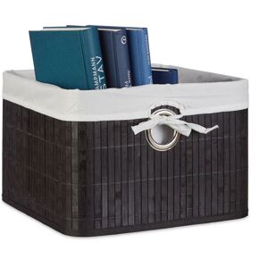Relaxdays Storage Basket, Fabric Lining, Bamboo, Rectangular, Bathroom, Accessories, Toys, HxWxD: 20x31x31 cm, Black Relaxdays Storage Basket, Fabric Lining, Bamboo, Rectangular, Bathroom, Accessories, Toys, HxWxD: 20x31x31 cm, Black