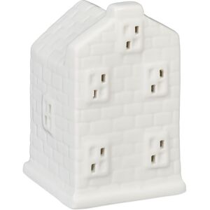 Relaxdays - Tea Light House Ceramic, Light through Windows, for 1 Candle, hwd: 11 x 7 x 6.5 cm, Cute Table Decor, White Relaxdays - Tea Light House Ceramic, Light through Windows, for 1 Candle, hwd: 11 x 7 x 6.5 cm, Cute Table Decor, White