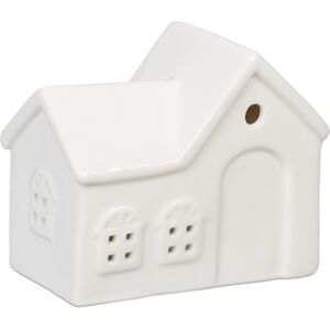 Relaxdays Tea Light House Ceramic, Light through Windows, for One Candle, HWD: 9 x 11 x 6 cm, Cute Table Decor, White Relaxdays Tea Light House Ceramic, Light through Windows, for One Candle, HWD: 9 x 11 x 6 cm, Cute Table Decor, White