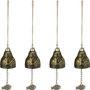 Relaxdays Wind Chimes with Bells, 4x Set, Feng Shui Garden Decor, Phoenix & Dragon Symbols, Sound Bars, Metal, Gold Relaxdays Wind Chimes with Bells, 4x Set, Feng Shui Garden Decor, Phoenix & Dragon Symbols, Sound Bars, Metal, Gold