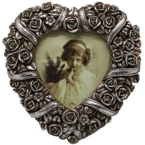 Biscottini - Set 2 Resin made antiqued silver finish heart-shaped W18xDP2,5xH18 cm sized free-standing photo holder Biscottini - Set 2 Resin made antiqued silver finish heart-shaped W18xDP2,5xH18 cm sized free-standing photo holder