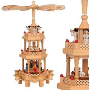 monzana Spielwerk® Christmas Wooden Pyramid, 3-tier Rotatable, Wood, Hand-painted Indoor Decoration Traditional Advent Candle Nativity Angel monzana Spielwerk® Christmas Wooden Pyramid, 3-tier Rotatable, Wood, Hand-painted Indoor Decoration Traditional Advent Candle Nativity Angel