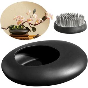 Tlily - Sentimental Ceramic Vase Set,Pebble Shaped Flower Arrangement Bowl with 2Inch Frog Pin Stem Holder Black Tlily - Sentimental Ceramic Vase Set,Pebble Shaped Flower Arrangement Bowl with 2Inch Frog Pin Stem Holder Black
