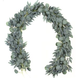 COAVAS Set of 2 - Artificial Eucalyptus Garland with Willow Vines, 6.5' Long Faux Eucalyptus Greenery, Silver Eucalyptus Leaves, Faux Greenery Garland COAVAS Set of 2 - Artificial Eucalyptus Garland with Willow Vines, 6.5' Long Faux Eucalyptus Greenery, Silver Eucalyptus Leaves, Faux Greenery Garland