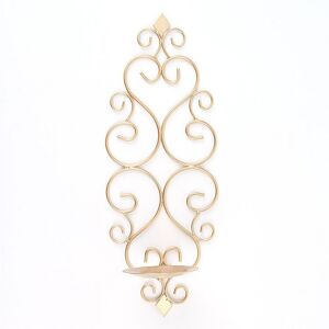 TONCHEAN Set of 2 Metal Wall Mounted Candle Holders, Tealight Candle Holders for Wall Bedroom Bathroom Living Room Decoration, Gold TONCHEAN Set of 2 Metal Wall Mounted Candle Holders, Tealight Candle Holders for Wall Bedroom Bathroom Living Room Decoration, Gold