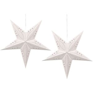 BELIANI Set of 2 Hanging Decorations LED MOTTI Star 60 cm White BELIANI Set of 2 Hanging Decorations LED MOTTI Star 60 cm White
