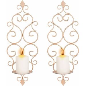 Héloise - Set of 2 Tealight Candle Holders Metal Wall Mounted Candle Holder, Candle Holder for Wall Bedroom Bathroom Living Room Decoration, Rose Gold Héloise - Set of 2 Tealight Candle Holders Metal Wall Mounted Candle Holder, Candle Holder for Wall Bedroom Bathroom Living Room Decoration, Rose Gold