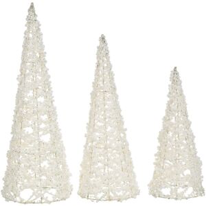 BELIANI Set of 3 Figurines ROSAN Christmas Tree 40/50/60 cm White BELIANI Set of 3 Figurines ROSAN Christmas Tree 40/50/60 cm White