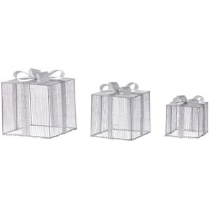 BELIANI Outdoor Decoration LED ARNES Christmas Gifts 25/20/15 cm Silver BELIANI Outdoor Decoration LED ARNES Christmas Gifts 25/20/15 cm Silver