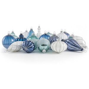 BELIANI Set of 35 Baubles SNOWFALL Glass Blue BELIANI Set of 35 Baubles SNOWFALL Glass Blue